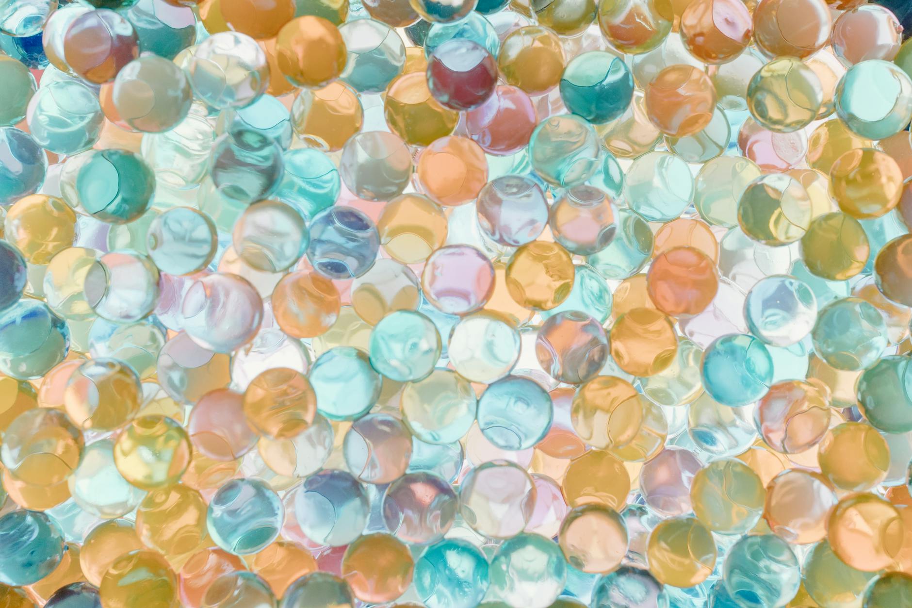 crystal balls in various colors